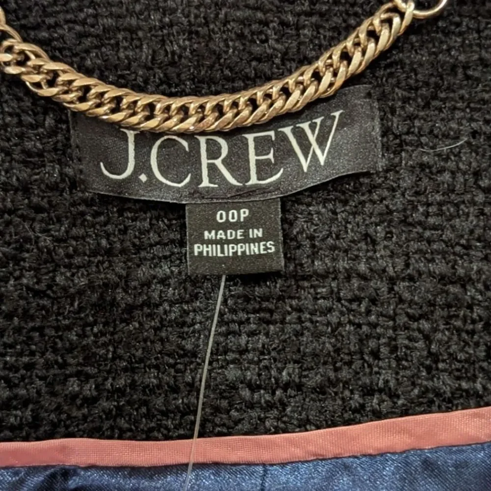 J.Crew Louisa Lady Jacket In Maritime Tweed Blazer Women's 00P Black BU036 NWT